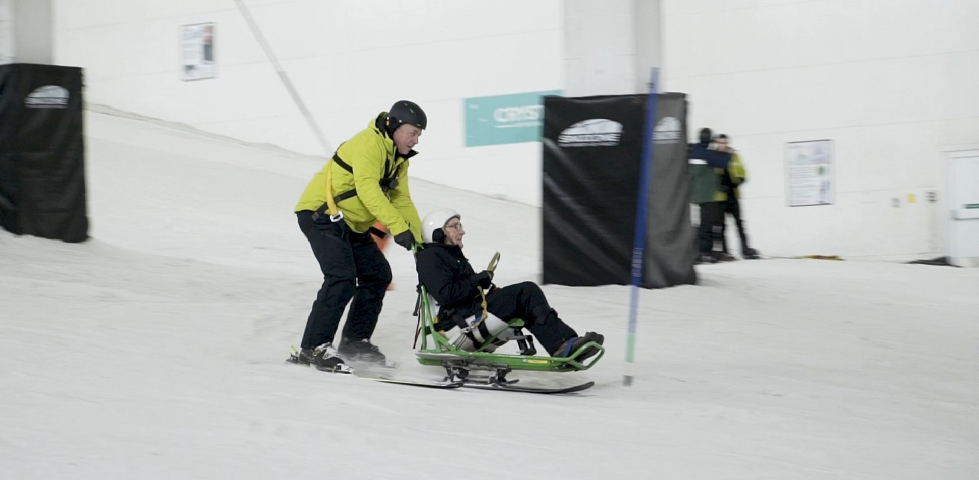 Don't slope me now - 92-year-old care home resident goes skiing for the first time